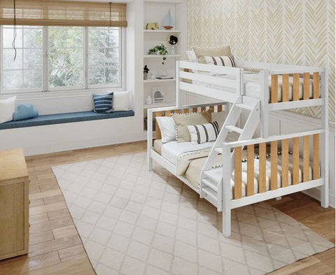 Modern High Twin XL over Queen Bunk Bed with Ladder