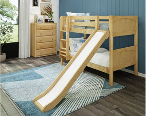 Twin Low Bunk Bed with Slide and Ladder
