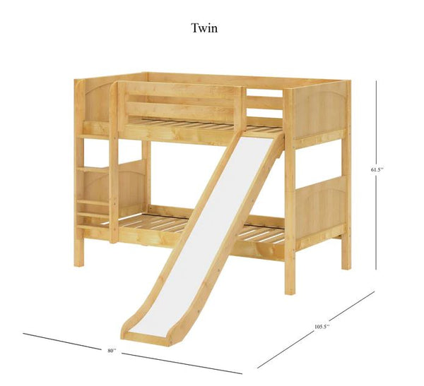 Twin Low Bunk Bed with Slide and Ladder