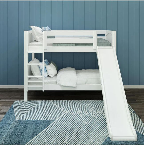 Twin Low Bunk Bed with Slide and Ladder
