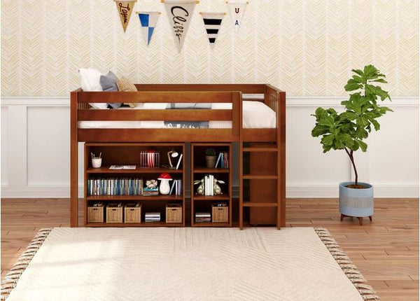 Twin Low Library Loft with Bookcases