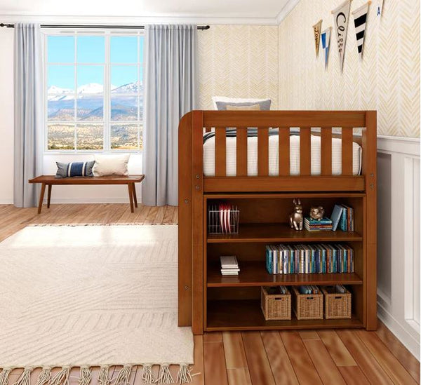Twin Low Library Loft with Bookcases