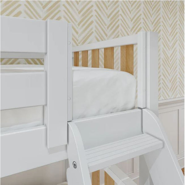 Modern High Twin XL over Queen Bunk Bed with Ladder