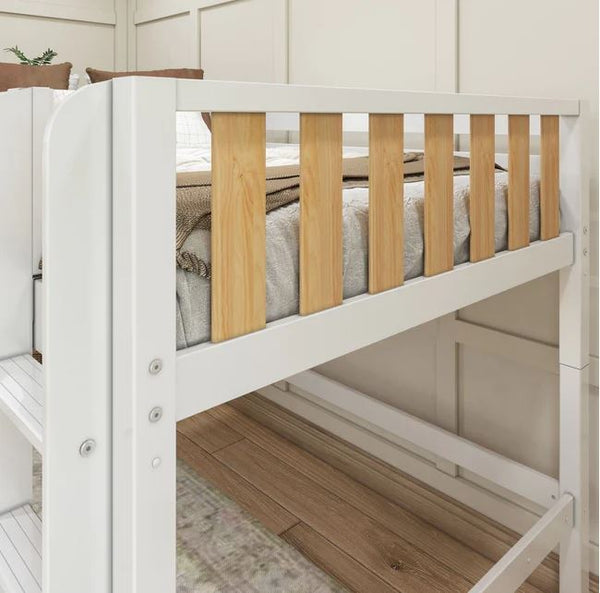Modern Full Mid Loft Bed with Straight Ladder on Front