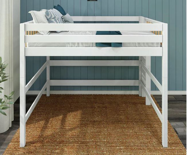 Modern Queen High Loft Bed with Straight Ladder on End