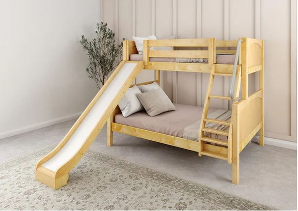 Twin over Full Medium Bunk Bed with Slide and Angled Ladder