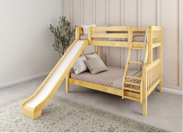 Twin over Full Medium Bunk Bed with Slide and Angled Ladder