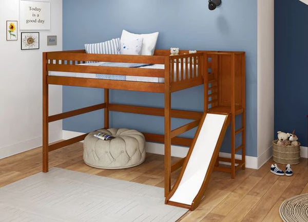 Queen High Loft Bed with Slide Platform