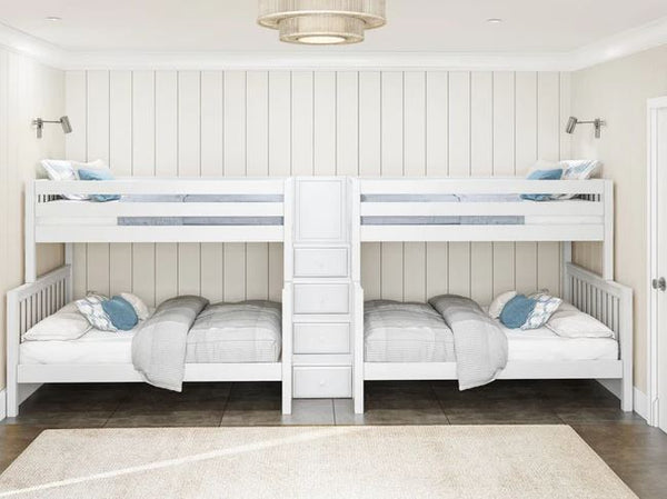 Twin over Full Medium Quad Bunk with Stairs in Middle