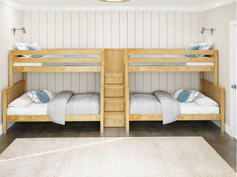 Twin over Full Medium Quad Bunk with Stairs in Middle