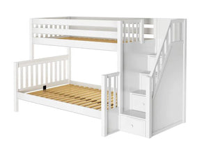 Twin over Full Medium Bunk Bed with Stairs