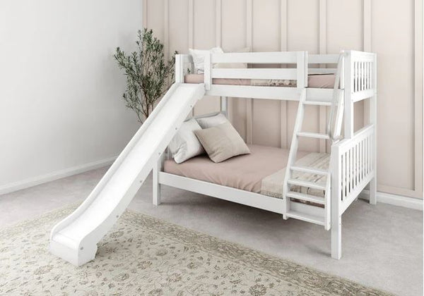 Twin over Full Medium Bunk Bed with Slide and Angled Ladder