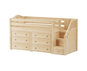 Twin Low Loft Bed with Staircase + Storage