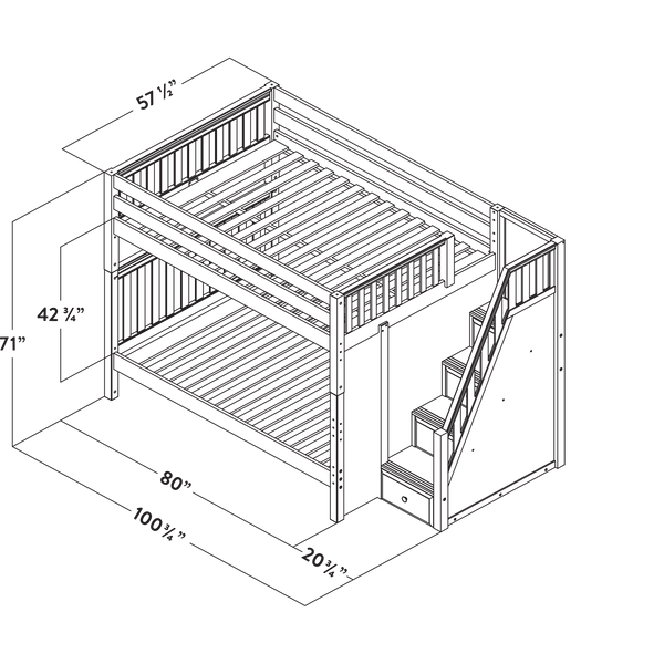 Full High Bunk Bed with Staircase